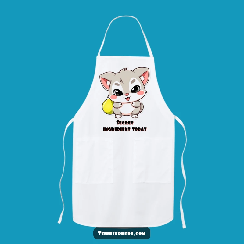 Funny Apron: Mischievous Chef Character's Tennis Ball Secret