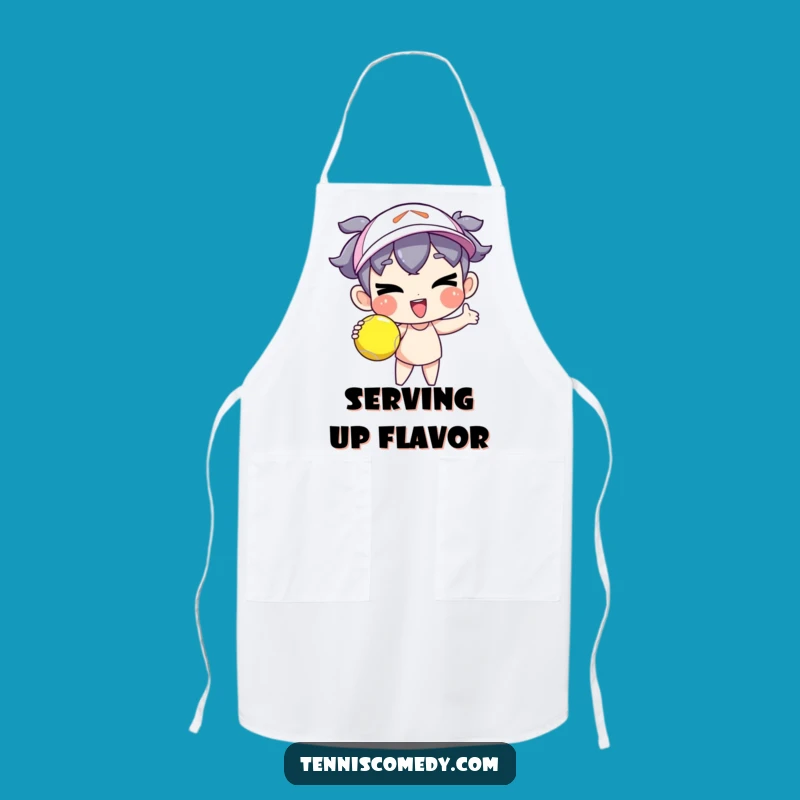 Funny Goofy Tennis Serve Apron - Winking Character Kitchen Accessory Gift