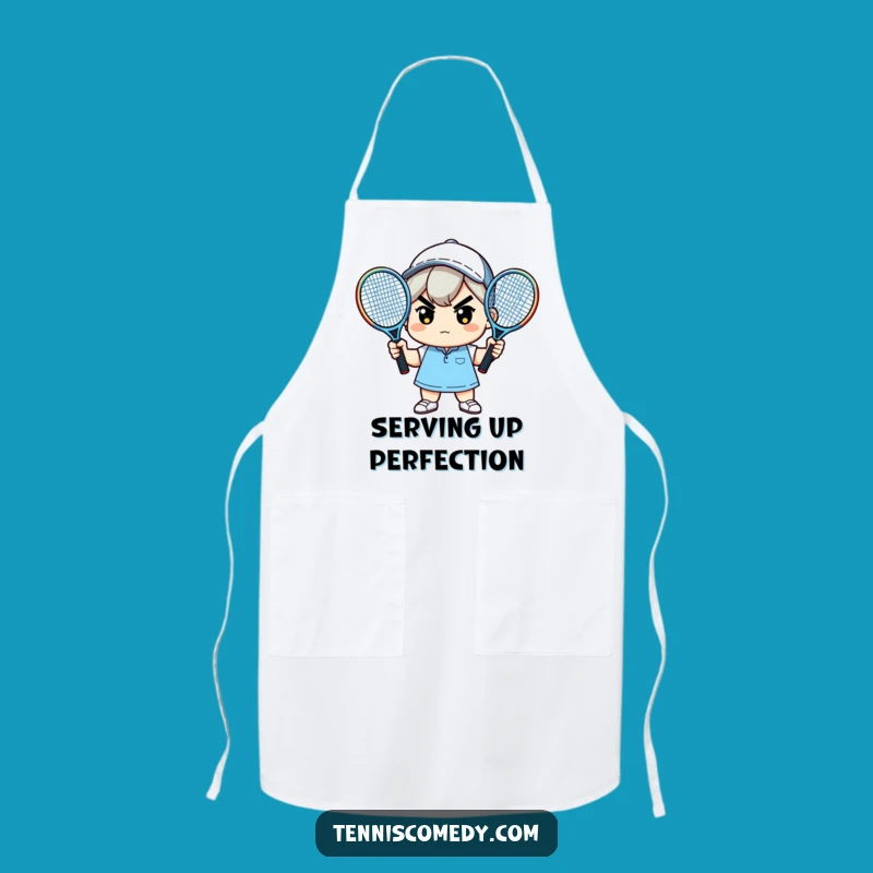 Funny Kawaii Tennis Apron - Determined Chef Racquet Kitchen Gift