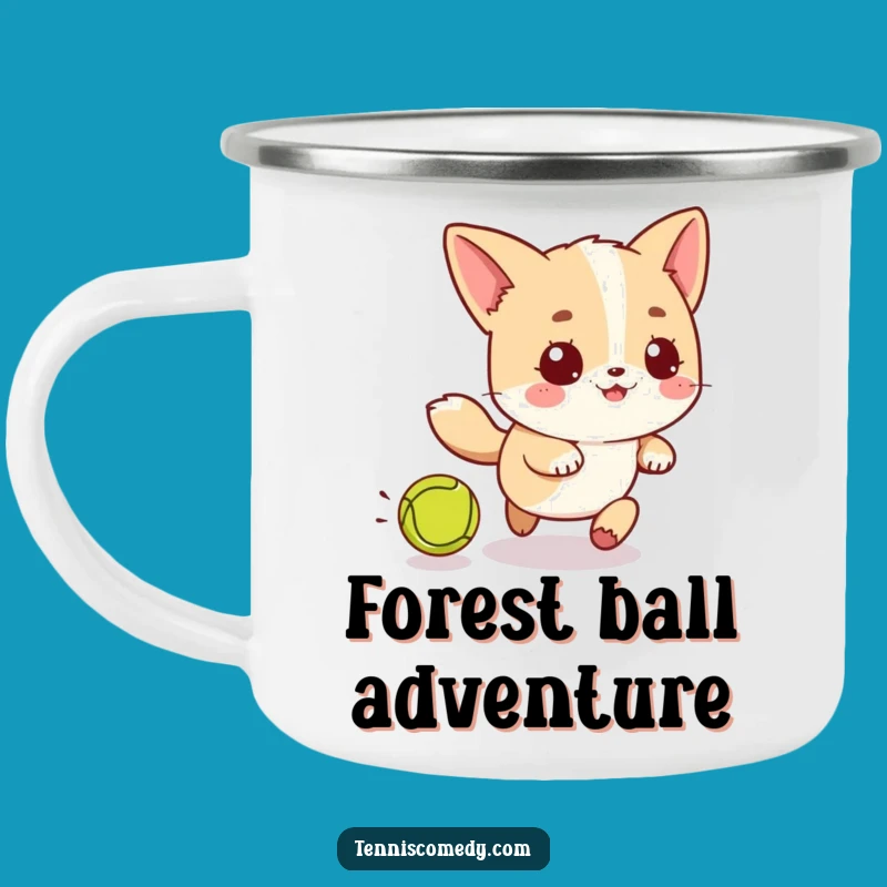 Funny Kawaii Tennis Chase Camping Mug: Playful Outdoor Companion