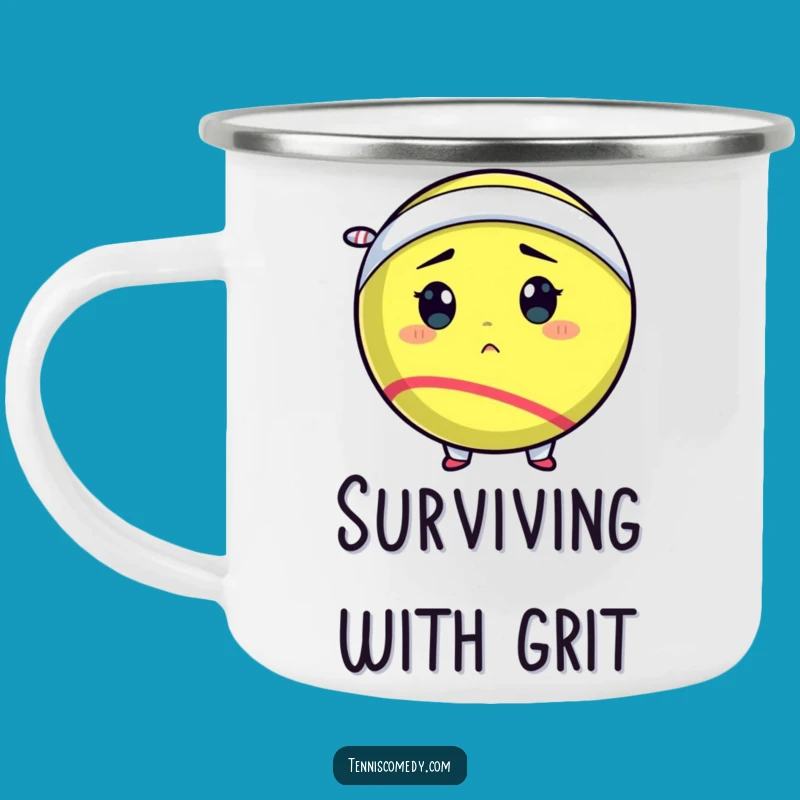 Funny Tennis Ball Camping Mug: Outdoor Warrior, Great Sporty Gift!