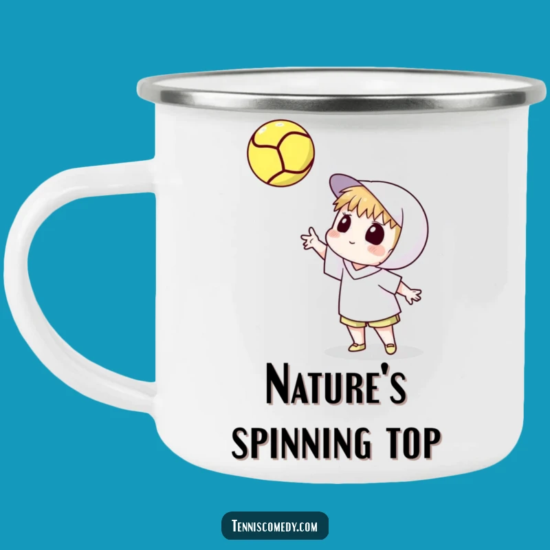 Funny Tennis Toss Camping Mug - Watching Spin, Rugged Outdoor Gift