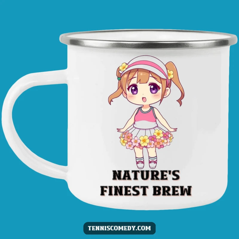 Funny Floral Tennis Skirt Camping Mug: Adventure with Botanical Charm