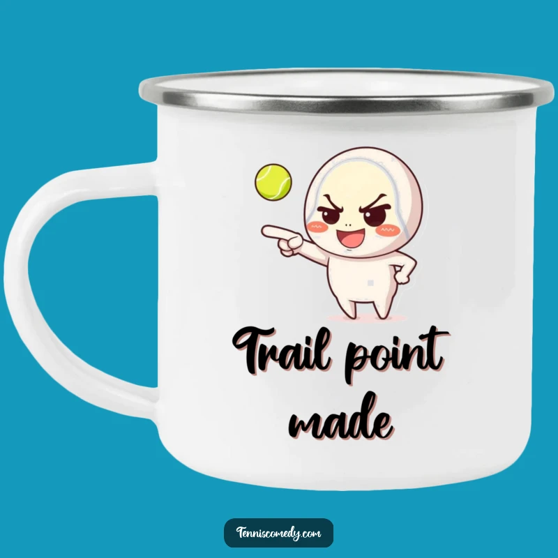 Funny Tennis Campfire Mug: Mischievous Grin for Outdoor Fun