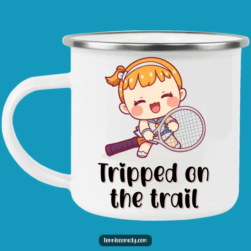 Funny Kawaii Tennis Trip Camping Mug: Humorous Outdoor Companion