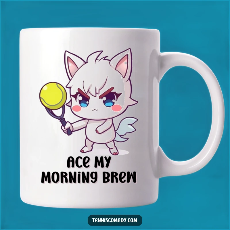 Funny Tennis Serve Mug: Determined Player Serving with Flair - Perfect Funny Gift for Tennis Fans