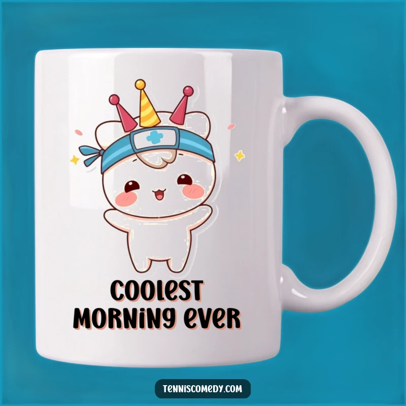 Funny Kawaii Tennis Champion Mug: Sweatband Celebration, Perfect Funny Gift