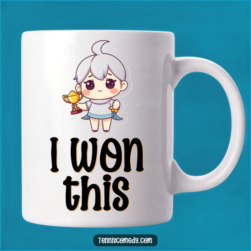 Funny Tiny Trophy Tennis Character Mug - Proud Winner Gift