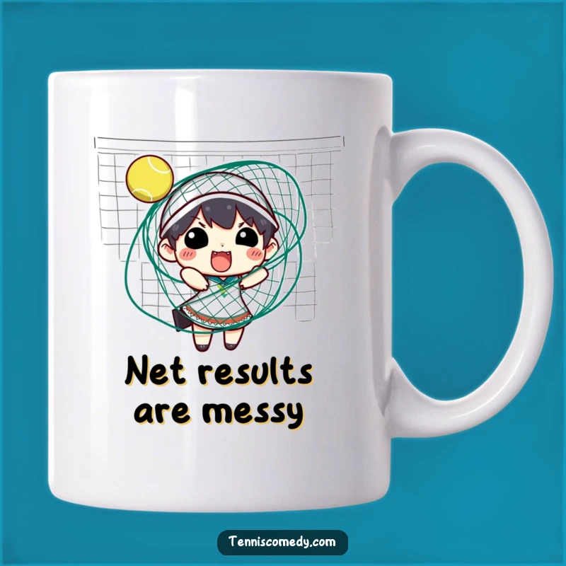 Funny Tennis Net Tangle Mug: Hilarious Sports Mishap Gift!