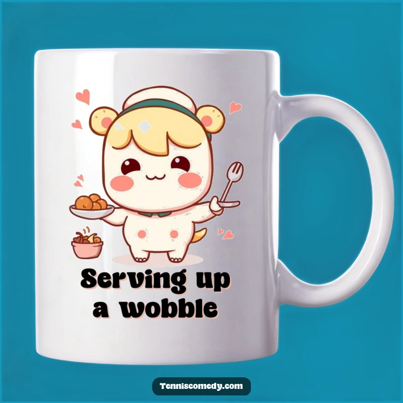 Funny Wobbly Serving Character Mug: Kawaii Service Fail - Hilarious Gift!
