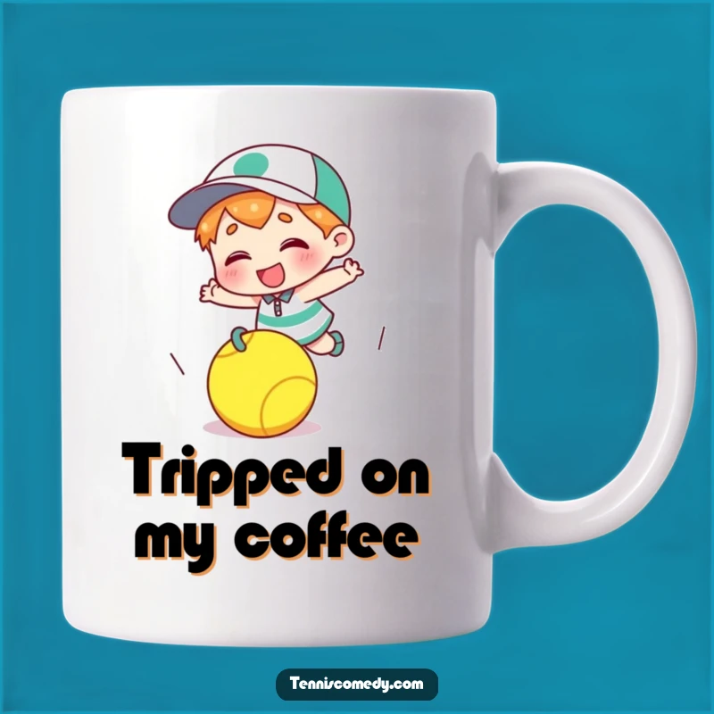 Funny Tripping Tennis Player Mug - Giggle-Worthy Character Gift for Fun
