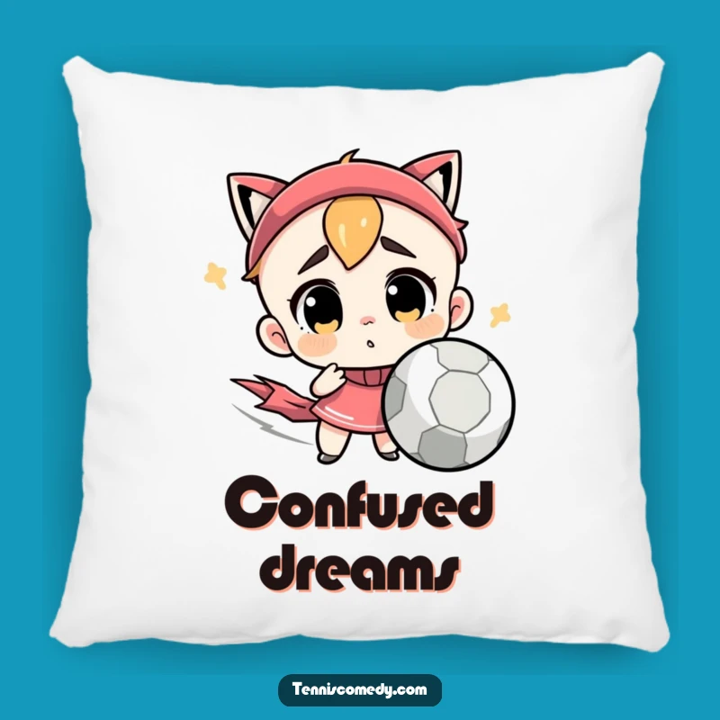 Funny Confused Tennis Ball Character Pillow - Cozy Reactionary Comfort