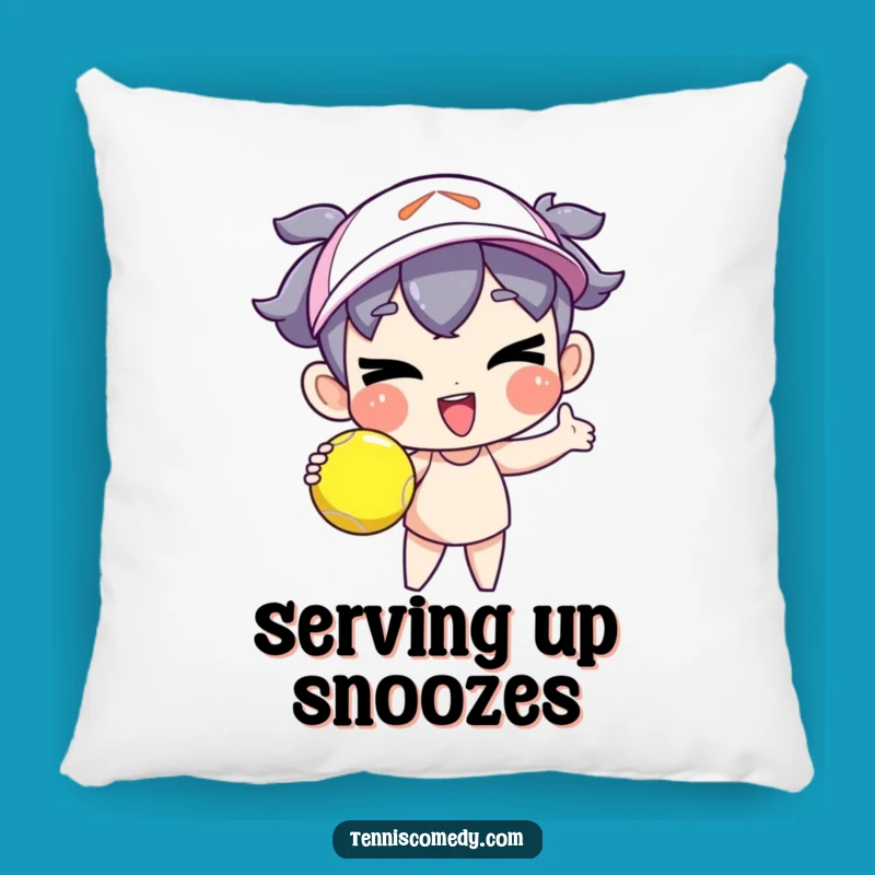 Funny Goofy Tennis Serve Pillow - Winking Character Accent Decor Gift