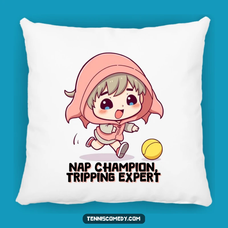 Funny Tennis Player Tripping Pillow - Comedic Sports Decor, Perfect Gift
