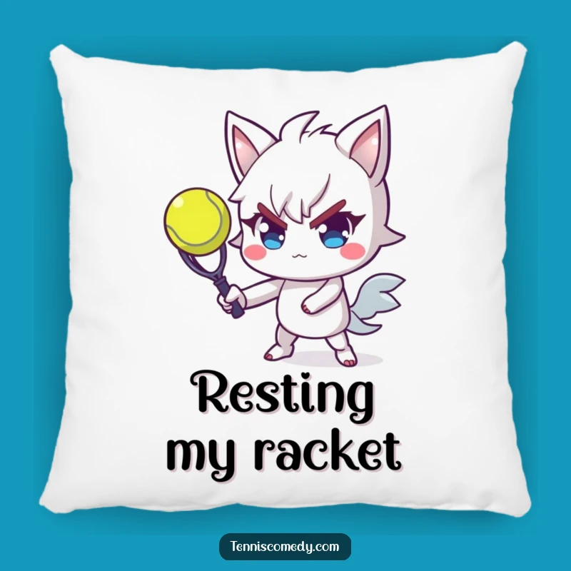 Funny Tennis Serve Pillow: Determined Player with Flair - Comfy Funny Gift for Tennis Fans