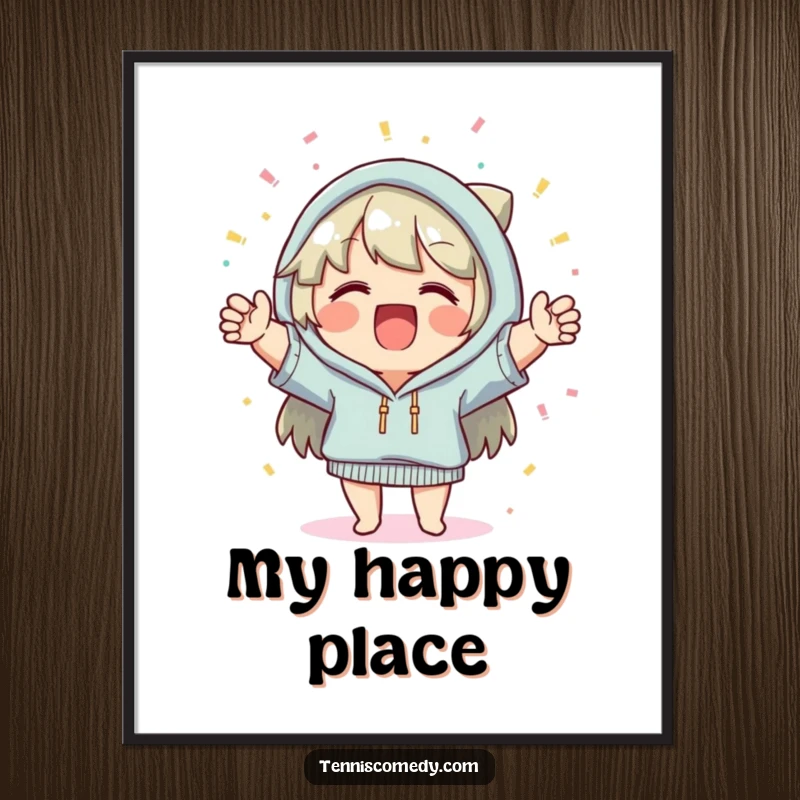 Funny digital art print, cheerful character, confetti falling, festive wall art, instant download, celebration decor, joyful.