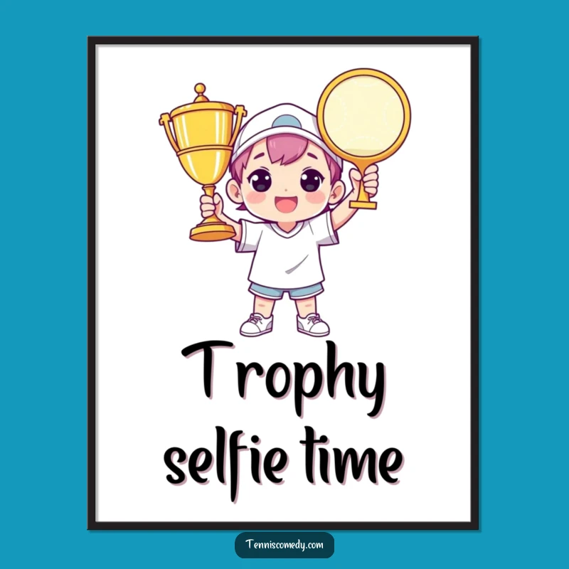 Funny Champion Tennis Trophy Digital Art: Instant Victory Decor!