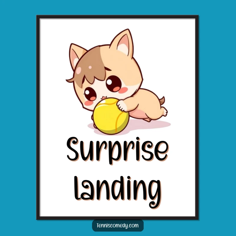 Funny Kawaii Tennis Digital Art: Tripped Surprise, Instant Funny Gift
