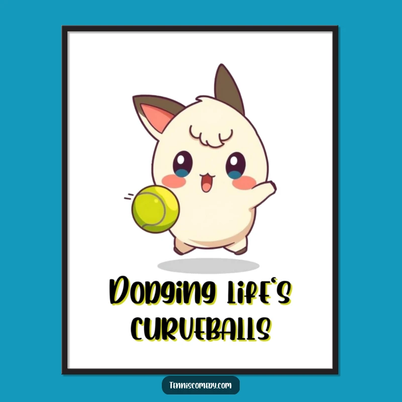 Funny Tennis Dodge Digital Art: Surprised Face for Instant Humorous Decor Gift