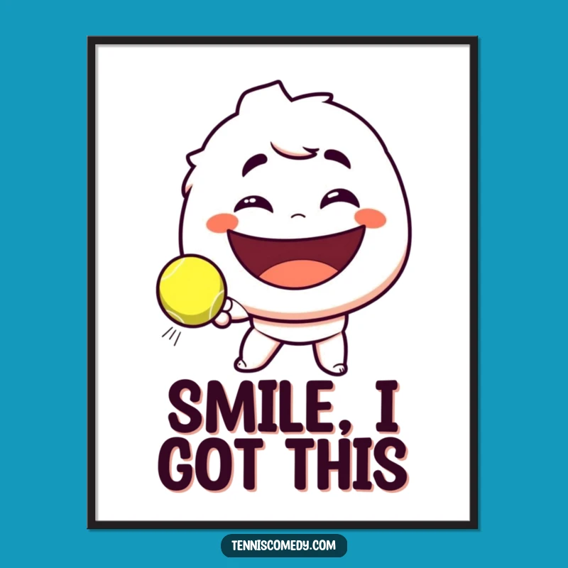 Funny Tennis Smirk Digital Art: Playful Character's Hilarious Serve for Instant Joyful Decor