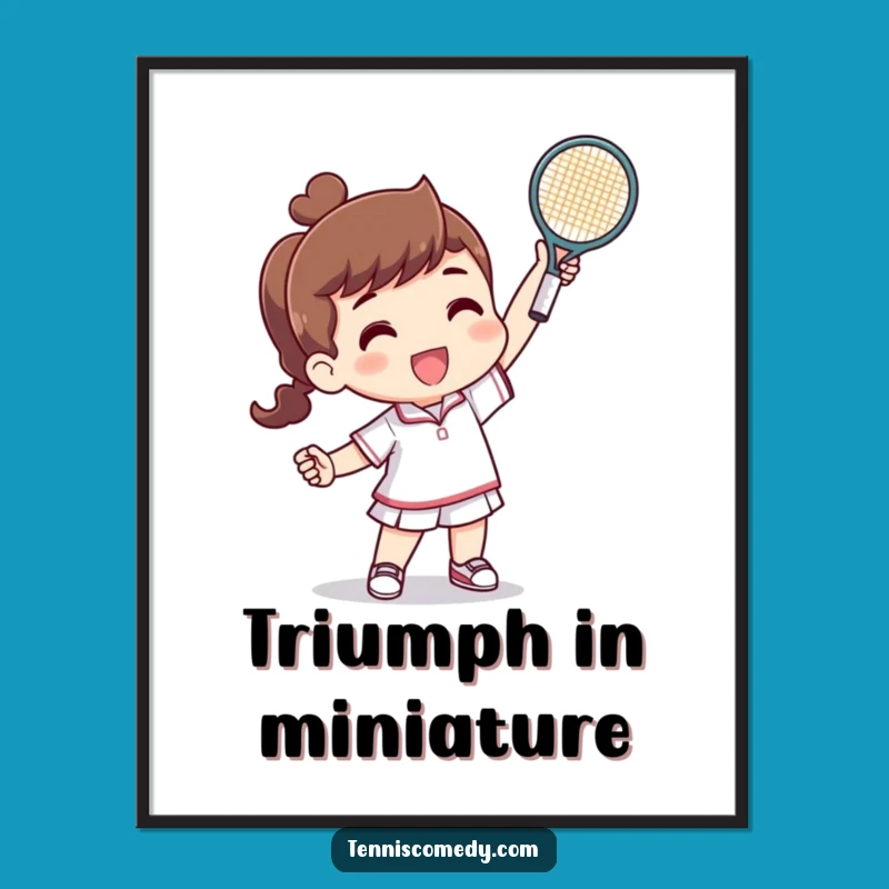 Funny Tennis Victory Digital Art: Tiny Racquet Triumph for Instant Joyful Wall Decor