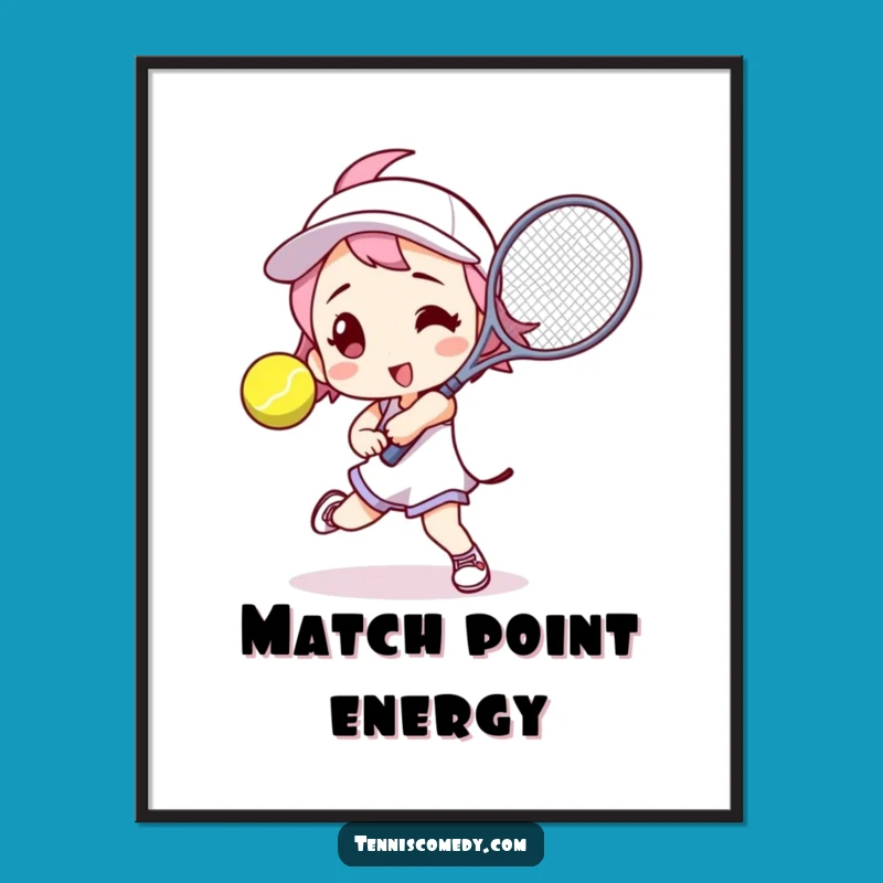 Funny Tennis Player Digital Art: Action Pose for Instant Humorous Wall Decor Gift