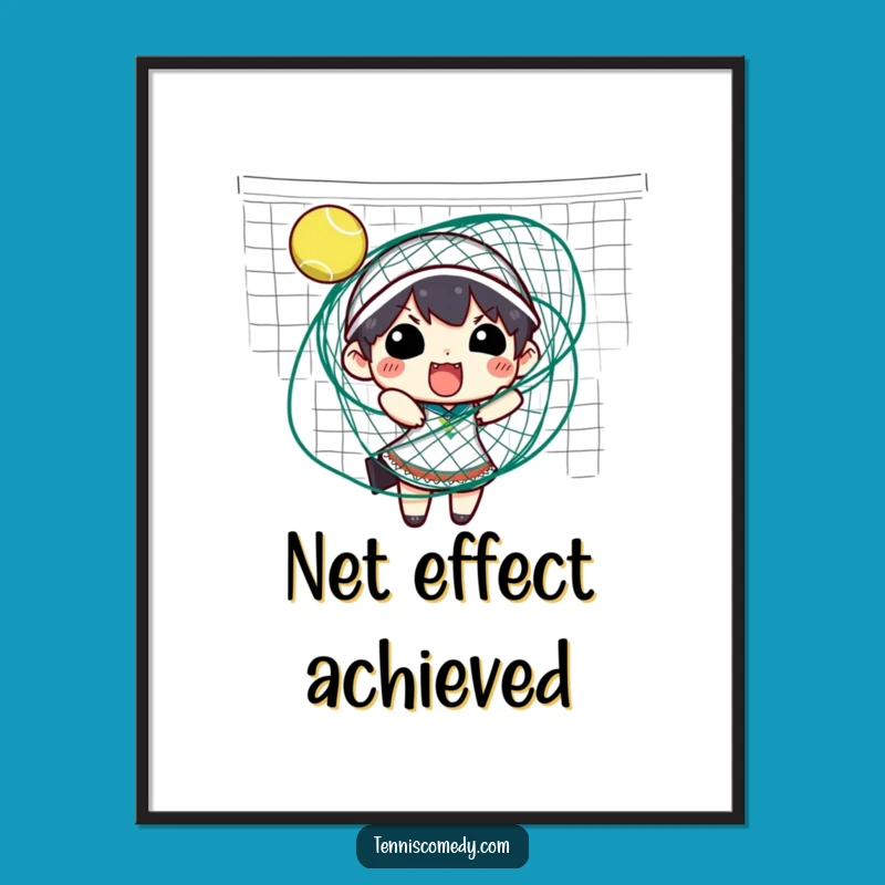 Funny Tennis Net Tangle Digital Art: Instant Courtroom Comedy!