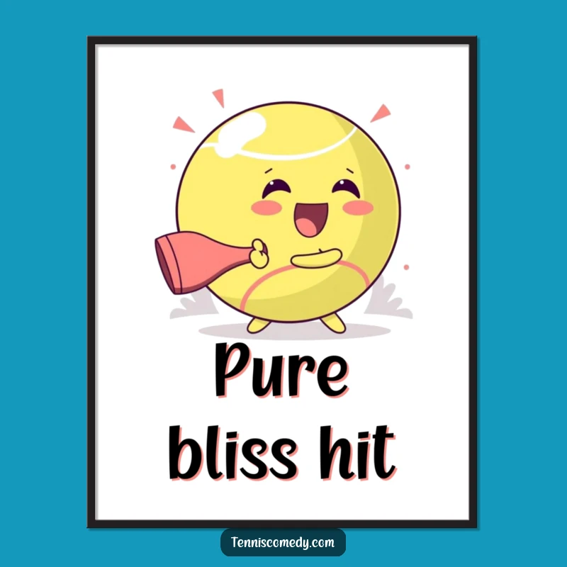 Funny Kawaii Tennis Digital Art: Glee Hit, Giant Ball Fun, Instant Funny Gift