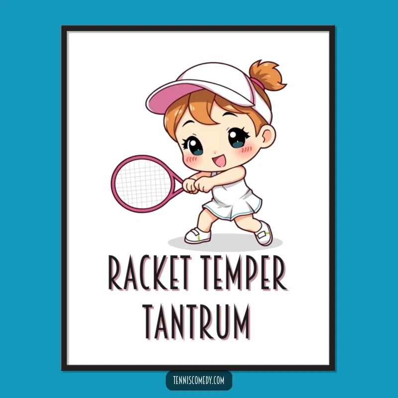 Funny Tennis Smash Digital Art Print - Cute Character Sports Decor Gift