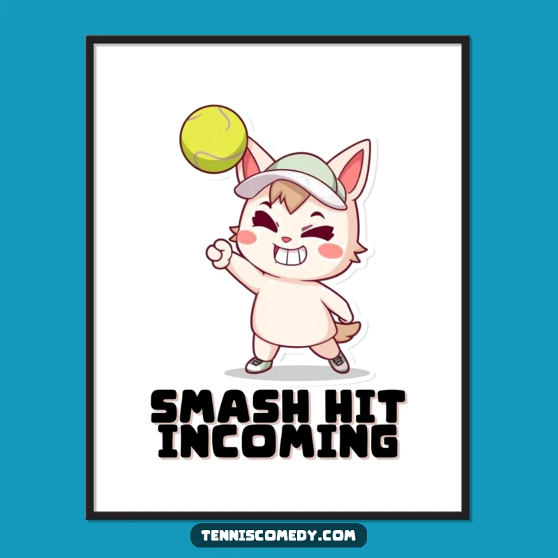 Funny Tennis Serve Digital Art - Determined Player Action, Instant Download Gift