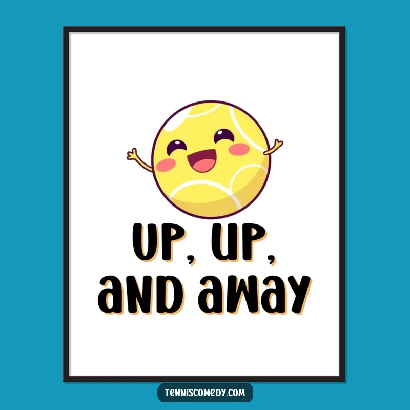 Funny Tennis Ball Digital Art: Joyful Ascent, Instant Sporty Gift!