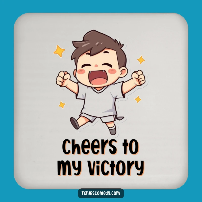 Funny Coaster Set: Cheerful Character's Winning Cheers