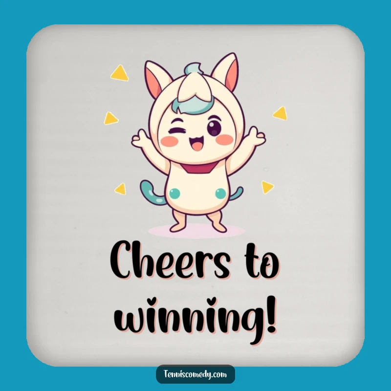 Funny Kawaii Victory Dance Coaster - Protect Surfaces with Humor!