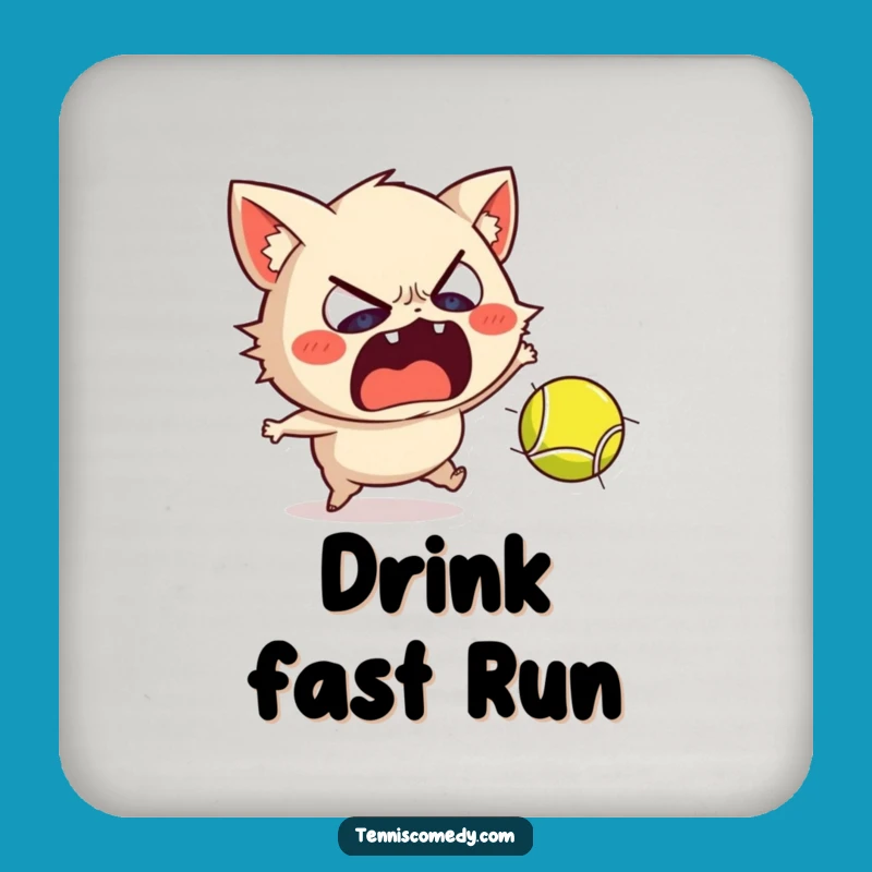 Funny Scared Tennis Coaster: Protect Surfaces with Hilarious Panic!