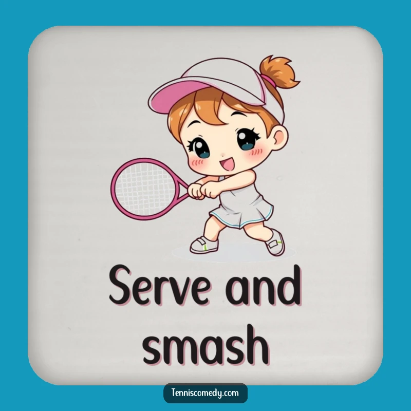 Funny Tennis Smash Drink Coaster - Cute Character Table Protection Gift