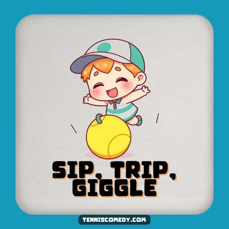 Funny Tripping Tennis Ball Drink Coaster - Giggle Character Table Gift