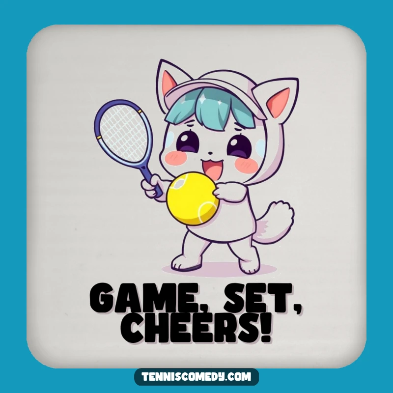 Funny Kawaii Tennis Player Coaster: Protect Surfaces with Humor