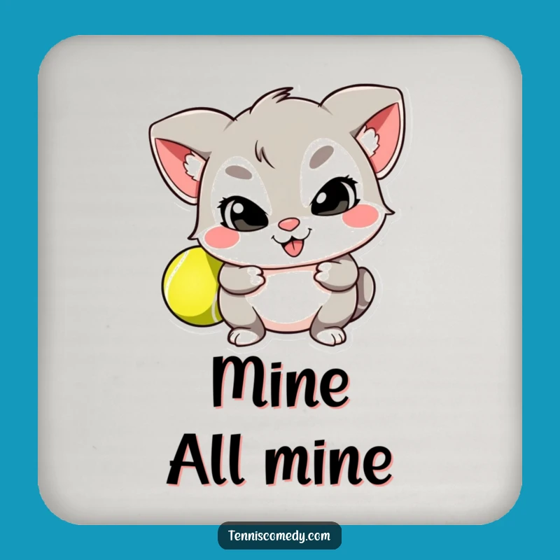 Funny Coaster Set: Mischievous Character's Tennis Ball Protection
