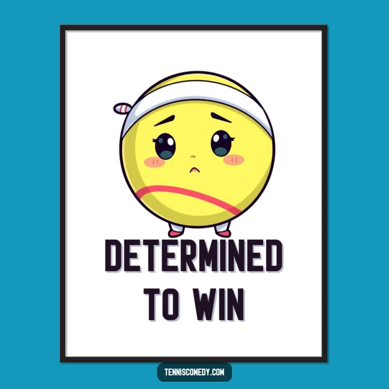 Funny Tennis Ball Poster: Determined Warrior, Energetic Wall Art Gift!