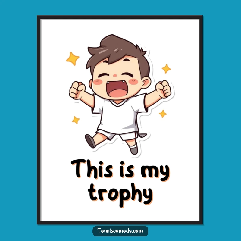 Funny Poster: Cheerful Character's Moment of Victory