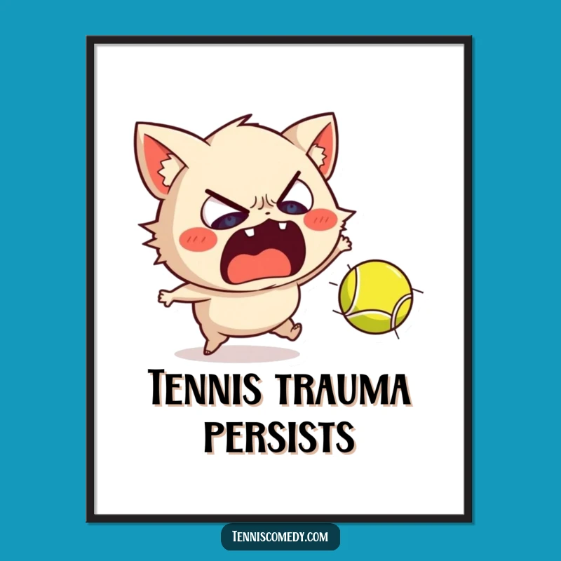 Funny Scared Tennis Poster: Hilarious Wall Art for Tennis Fans!