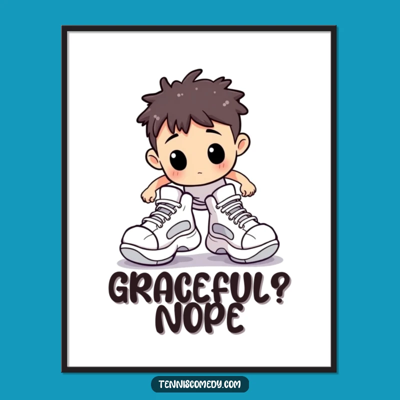 Funny Stumbling Tennis Poster: Hilarious Wall Art for Court Jesters!