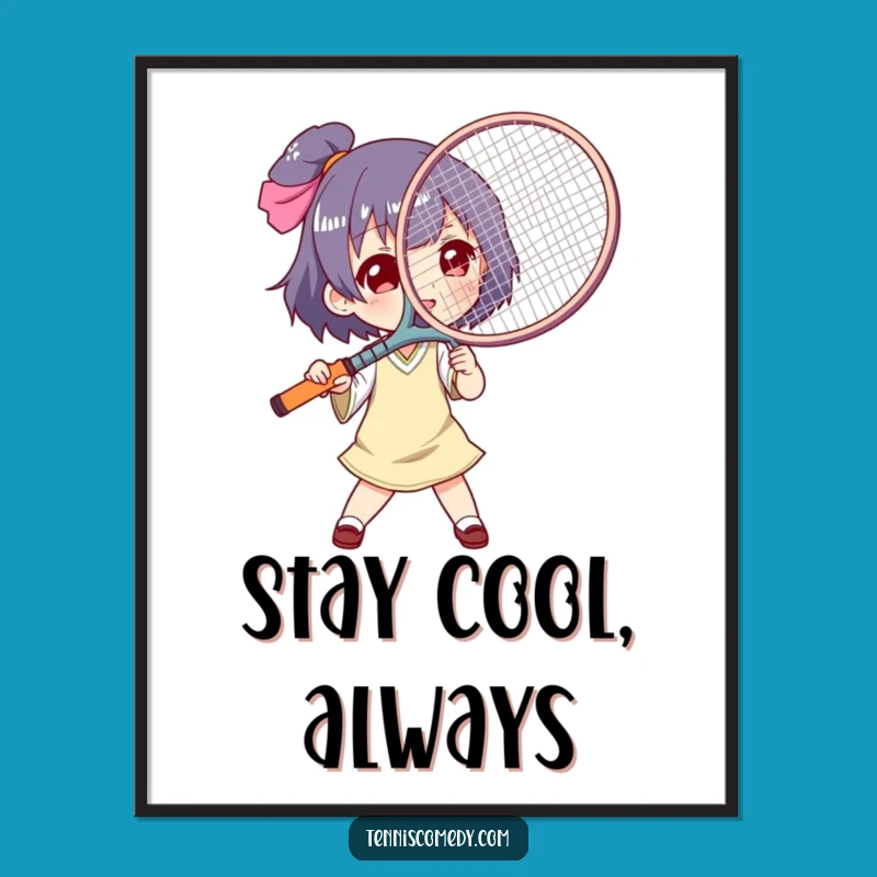 Funny Tennis Racket Fan Poster: Hilarious Heat Relief Art