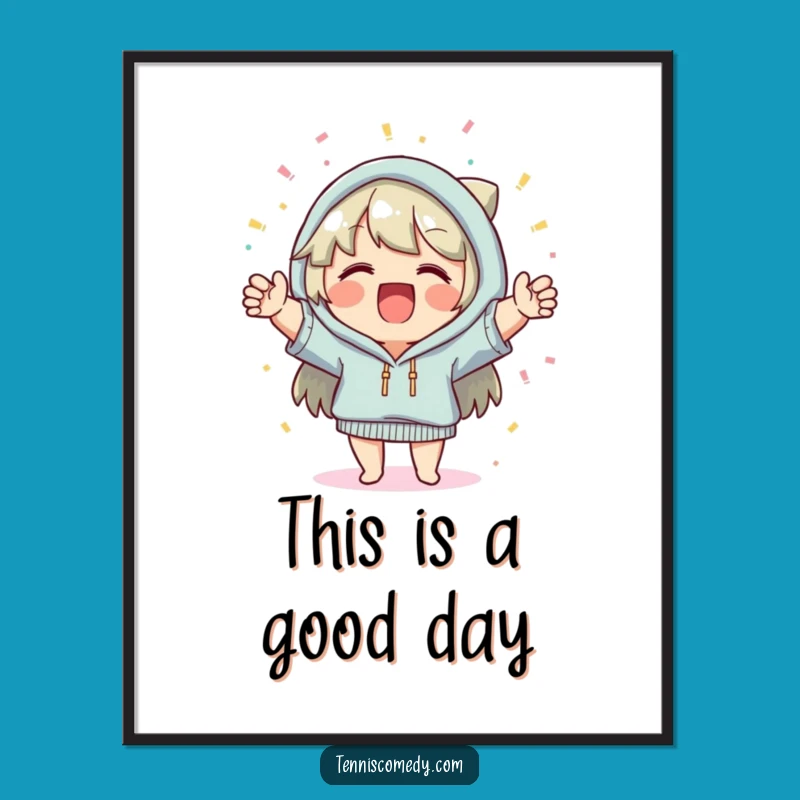 Funny Celebration Poster: Cheerful Character with Confetti Wall Art