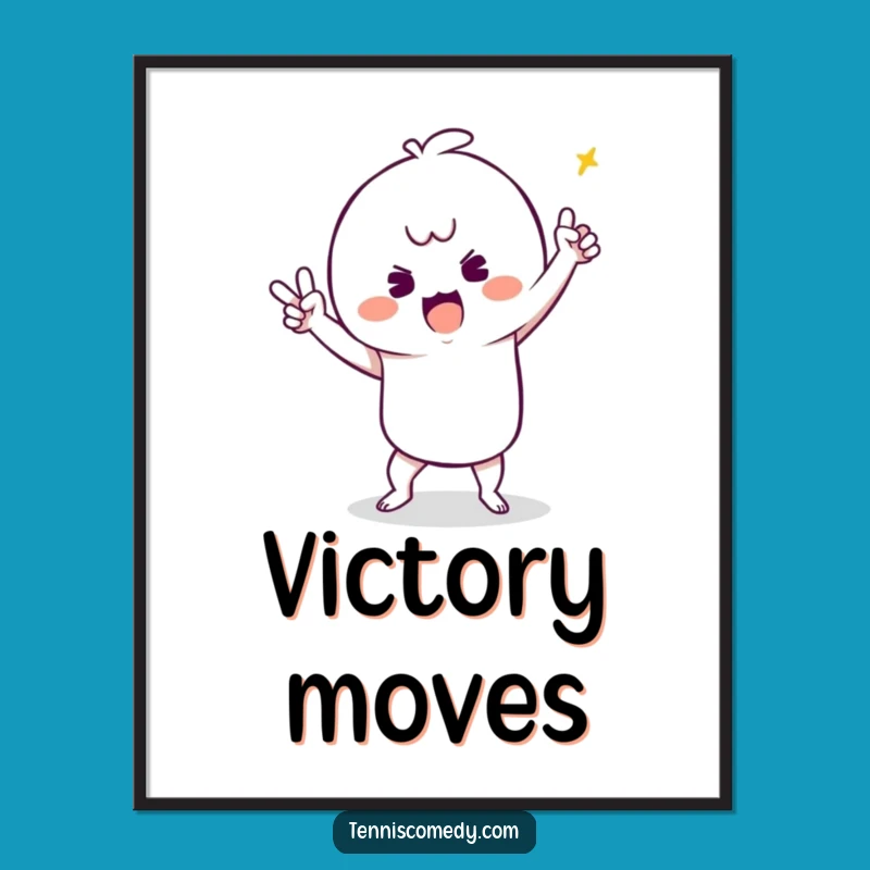 Funny Kawaii Tennis Art Print: Silly Dance Fun, Unique Funny Gift