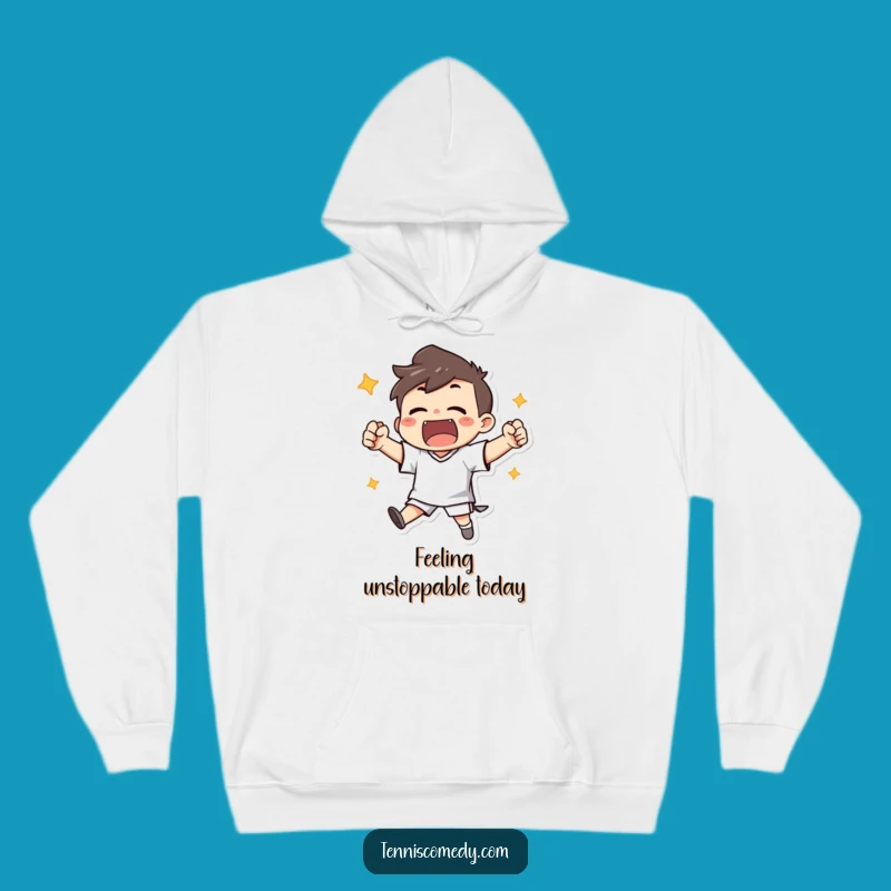 Cozy Funny Hoodie: Cheerful Character's Championship Celebration
