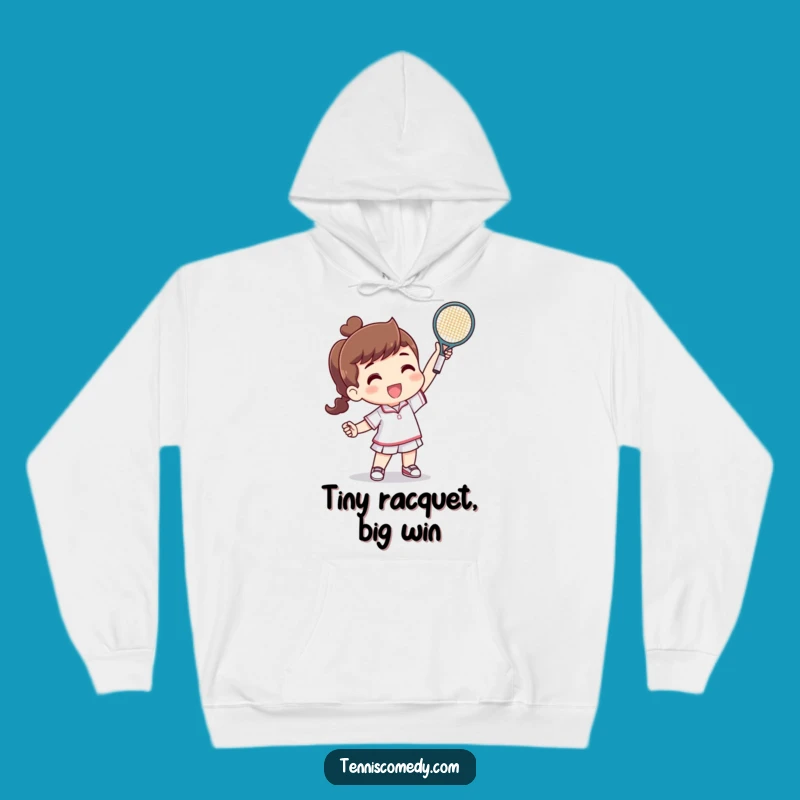 Funny Tennis Victory Hoodie: Cozy Up with a Tiny Racquet Champion's Triumph