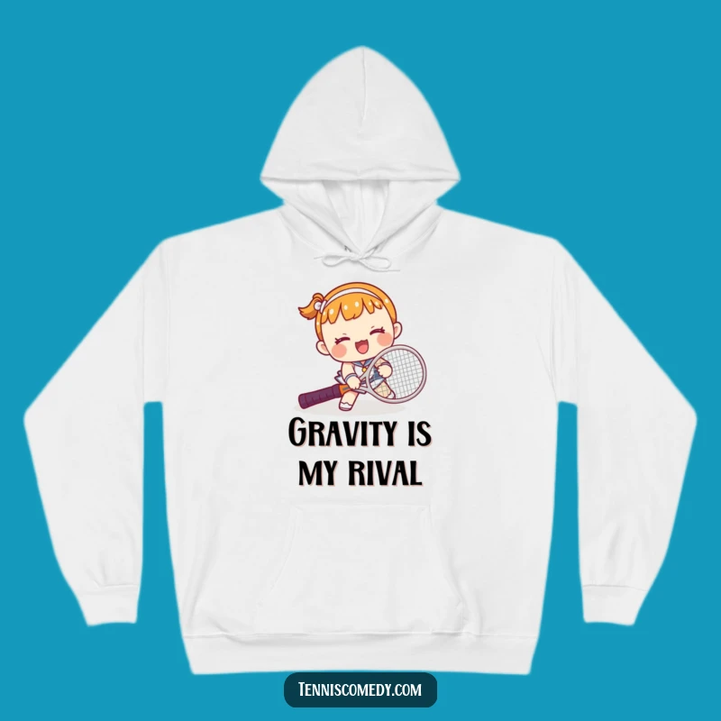 Funny Kawaii Tennis Mishap Hoodie: Cozy Gift for Goofy Athletes