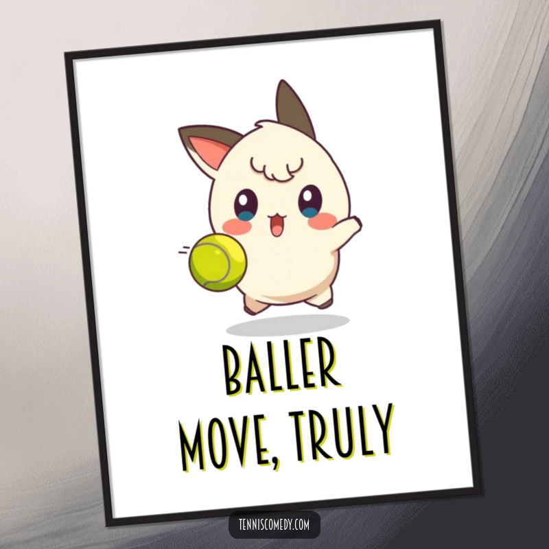 Funny Free Printable Wall Art: Character surprised, dodging a fast tennis ball, a hilarious piece of downloadable decor.