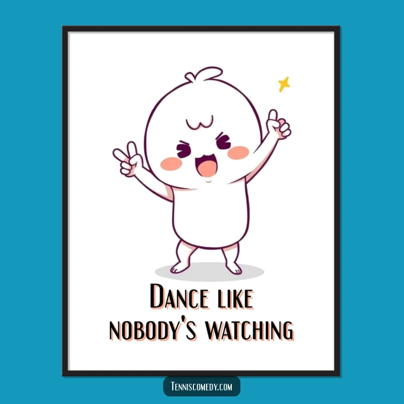 Funny Free Printable Wall Art: Silly Dance Kawaii Tennis Player Downloadable Decor